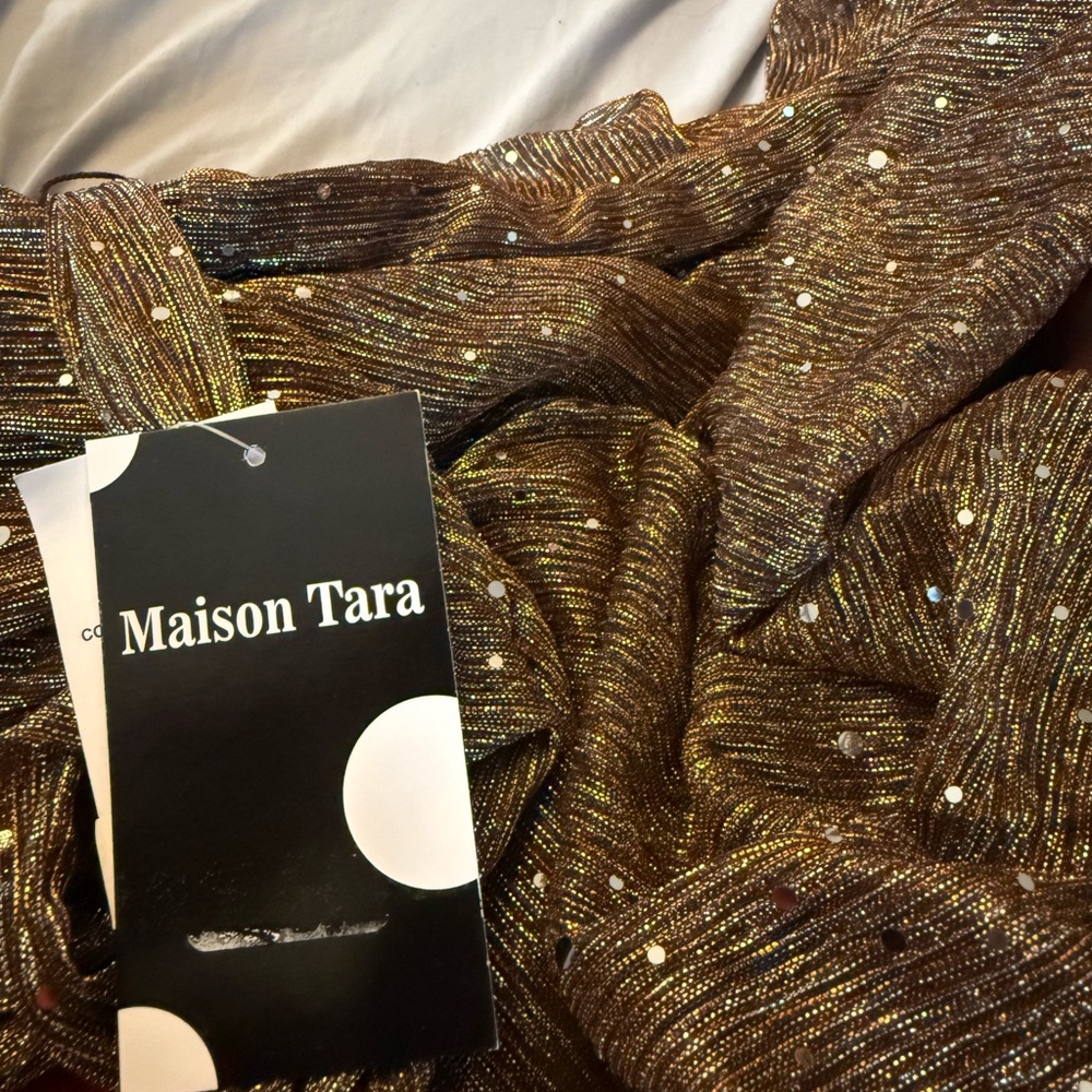 Maison Tara Metallic Copper Sequin Jumpsuit - Picture 5 of 6